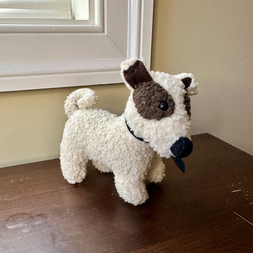 Adorable Cream and Brown Plush Puppy Toy